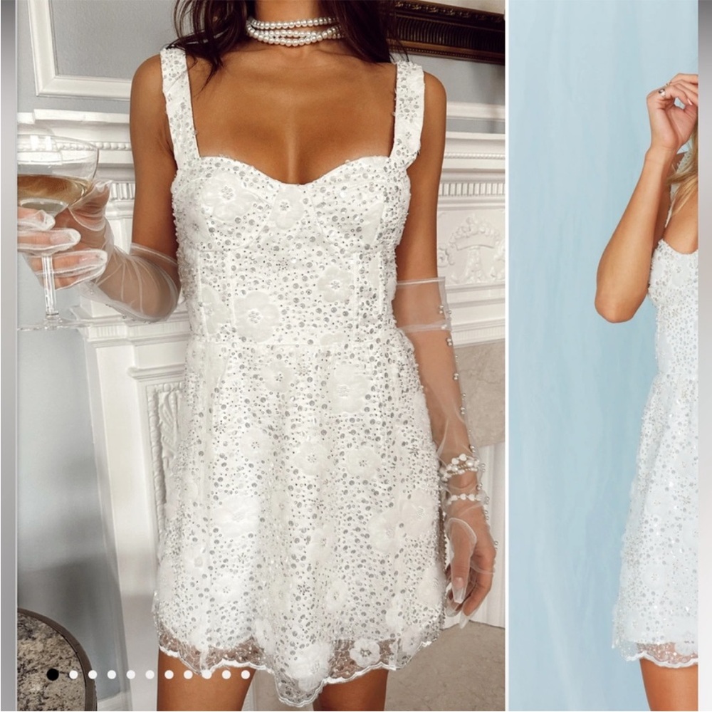 Show Me Your Mumu Off The Market Bridal Mini Dress White S